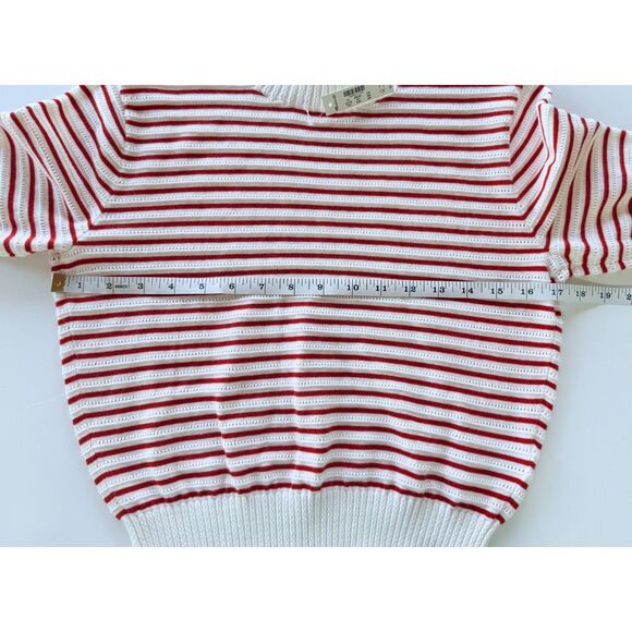 NWT Madewell Women's Textural-Stitch Cotton Sweater in Bright Flame Stripe Sz XS - Picture 15 of 15
